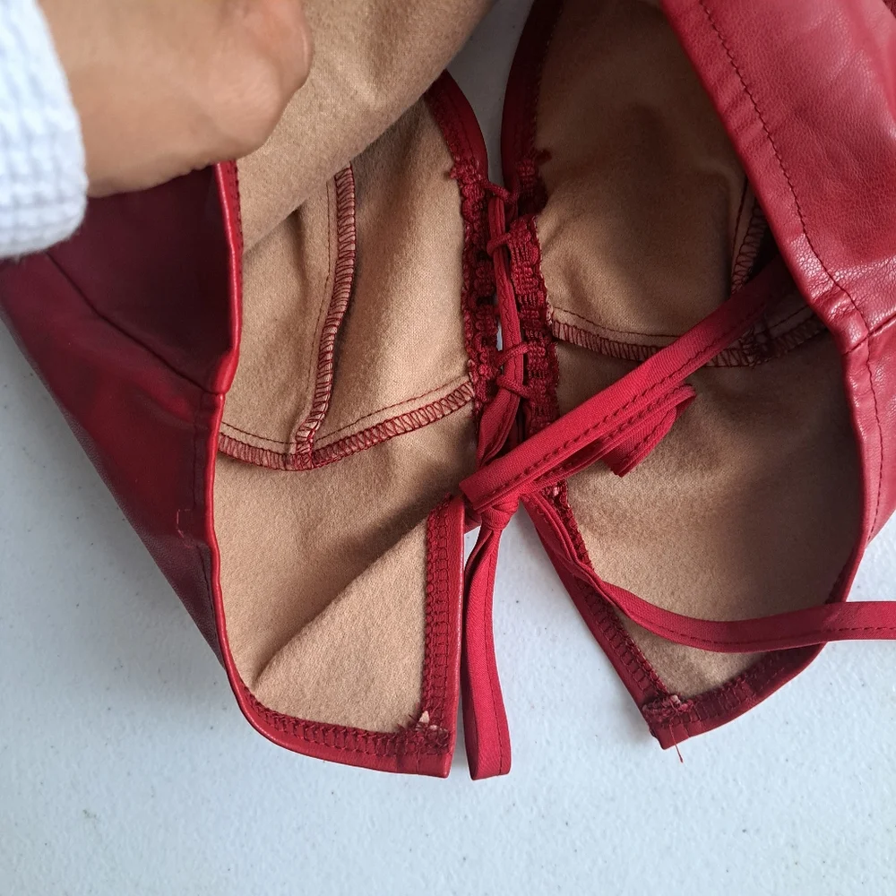 SHEIN Red Faux Leather Top - Picture 4 of 5